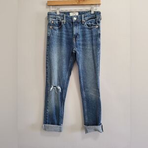 We the Free Revolve Cuffed Slim Boyfriend Jeans in Mid Blue Size 25